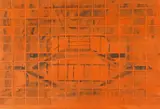 Philip Johnson by Keith Milow, Watercolour on orange paper, unframed, sold Jun 2016