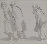 Study of three men walking Pen by Paul James Logan Wyeth, Pen, ink and wash, offered Jun 2016