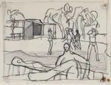 La Baignade, Avignon 1951 Signed with initials Pencil 10.25 x 13.25cm Provenance: Austin Desmond Fine Art, Ascot, 14/3/87 Professor Rodney Fitch C.B.E by Keith Vaughan, Pencil, sold Jun 2016