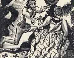 A ballad upon a wedding A pair, both signed Both woodcuts Each 5 x 6.5cm With a further unsigned print of But the angel of the Lord by Eric Ravilious, print, sold Jun 2016