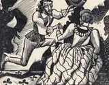 A ballad upon a wedding A pair, both signed Both woodcuts Each 5 x 6.5cm With a further unsigned print of But the angel of the Lord by Eric Ravilious, print, sold Jun 2016