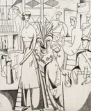 Les Soldats a L~Estaminet Engraving by Jean Emile Laboureur, Engraving, from Petites images de la guarre sur le front Brittanique, sold Jun 2016
