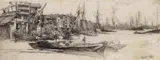 Thames Warehouses Etching K 38 i, mounted, unframed 7.75 x 20cm (plate size) 21.5 x 31.5cm (sheet size) by James Abbott McNeill Whistler, Etching K, offered Jun 2016