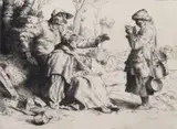 Tinkers Signed in the plate Etching, unframed 17.5 x 22.5cm (plate size with 4 further unframed etchings by Strang (5) by William Strang, Etching, unframed, offered Jun 2016