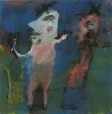 Attributed Untitled figures acrylic on paper by Louise McClary, acrylic on paper, sold Apr 2016