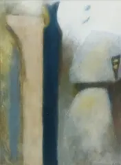 Blue Vertical, 1994 and Through The Centuries, 1993 mixed media on paper, framed signed and dated lower right, paper label to reverse 36 x 27cm by Jennifer Semmens, mixed media on paper, sold Apr 2016