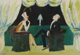 Couple in a Theatre Box by Dorte Clara Dodo Burgner, watercolour on paper, sold Apr 2016