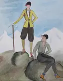 Alpine Climbers by Dorte Clara Dodo Burgner, watercolour on paper, sold Apr 2016