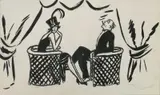 Sketch for Couple in a Theatre Box by Dorte Clara Dodo Burgner, ink, sold Apr 2016