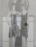 Vogue fashion study pen and ink on paper by Dorte Clara Dodo Burgner, ink on paper, sold Apr 2016
