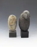 Cubist Head, dated 1994, a porcelain sculpture on a slate base, and another taller incised signature and date 94, 16cm by Peter Hayes, 1994, sculpture, sold Apr 2016
