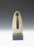 A raku standing form inset with keyhole by Peter Hayes, 1994, sculpture, sold Apr 2016