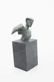 Warrior torso holding a shield, patinated bronze on a polished slate base incised signature 36cm by Jacob Hordijk, bronze, sold Apr 2016