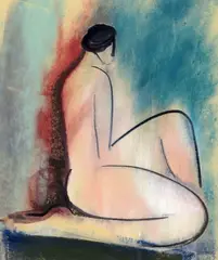 Kneeling nude Signed and dated 4.2.97 Mixed media 33.3 x 28.5cm; 13 x 11in ++Good condition by Mary Stork, Mixed media, sold Mar 2016