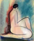 Kneeling nude Signed and dated 4.2.97 Mixed media 33.3 x 28.5cm; 13 x 11in ++Good condition by Mary Stork, Mixed media, sold Mar 2016