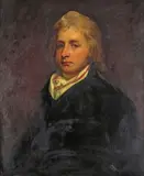 Portrait of Sir John Eardley-Wilmot Half length, wearing a blue coat Oil on canvas, in a period carved wood Maratta frame 76 x 64cm; 30 x 25in by John Hoppner, Oil on canvas, in a period carved wood Maratta frame, sold Mar 2016