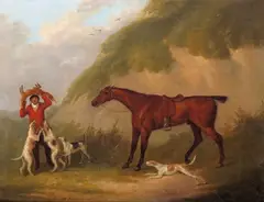 Hunting Scenes A set of four All signed and dated 1804 All oil on canvas Each 37 x 47cm; 14½ x 18½in ++All relined, good restored condition by John Nost Sartorius, 1804, oil on canvas, sold Mar 2016