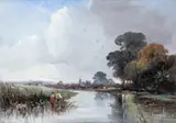 A river scene; Crossing the moor A pair, both oil on board Each 11 x 15cm; 4¼ x 6in (2) Provenance: Thomas Agnew and Sons No by Thomas Shotter Boys, oil on board, sold Mar 2016