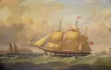 A ship in full sail off the coast Signed and dated 1851 by George Mounsey Wheatley Atkinson, 1851, Oil on canvas, sold Mar 2016
