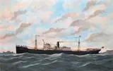 The SS Mount Evans off the coast Signed and dated 1920 Oil by Marie-Edouard Adam, 1920, Oil on canvas, sold Mar 2016