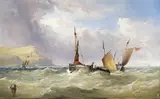 Shipping off the coast Signed with initials on the buoy Oil on card 22 by Henry King Taylor, Oil on card, sold Mar 2016