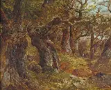 Autumn wood Signed by Joseph Thors, 1875, Oil on board, offered Mar 2016