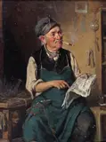 The Cobbler Signed Oil on panel 39 x 30.5cm; 15¼ x 12in ++Panel good, some minor scuffs and abrasions, on scratch through his cap, varnish a little patchy by Hermann Armin Kern, Oil on panel, sold Mar 2016