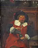 A cavalier in an interior Signed Oil on panel 38 x 30cm; 15 x 12in by Ernst Zimmermann, Oil on panel, sold Mar 2016