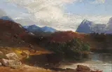A lake scene 1860 Dated verso June 1860, No by John Samuel Raven, Oil on board, offered Mar 2016
