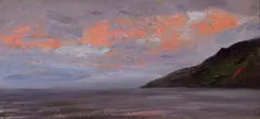 Sunset on the coast Oil on canvas 21 x 45.5cm; 8¼ x 18in ++Good restored condition by Henry Moore, Oil on canvas, sold Mar 2016