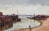 Fishermen on a harbour Signed and dated 77 Oil on canvas 31 x 46cm; 12 x 18in ++Unlined, good condition by John Syer, Oil on canvas, sold Mar 2016