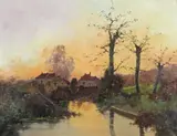 The Watermill Signed L by Eugène Galien-Laloue, Oil on canvas, offered Mar 2016
