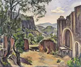 A lodging in the mountains in Mexico; A wooded landscape Two, the first signed Both oil on canvas, one unframed Each 50 x 61cm; 19½ x 24in (2) by Peter Morris, oil on canvas, sold Mar 2016
