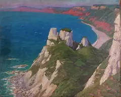 Castle rocks by Rudolph Onslow-Ford, Oil on panel, unframed, offered Mar 2016