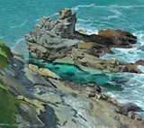 Tidal Pool, Cornish Coast Signed Oil on board 32 x 37cm; 12½ x 14½in Provenance: The Mall Galleries, 2003 ++Good condition by Brian Mitchell, Oil on board, sold Mar 2016