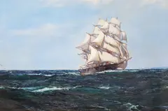 Rolling Home Signed Oil on canvas 91 x 61cm; 36 x 24in ++In good condition by Montague Dawson, Oil on canvas, sold Mar 2016