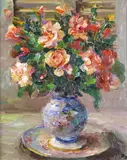 Still life of roses in a vase Signed Oil on canvas 46 x 38 cm; 18 x 15in Provenance: No by Marcel Dyf, Oil on canvas, sold Mar 2016