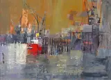 Shamrock Quay Signed, titled verso Oil on board 51 x 71cm; 20 x 28in ++Good condition by Mike Bernard, Oil on board, sold Mar 2016