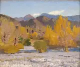 Winter river landscapes A pair by Adrian Stokes, oil on panel, sold Mar 2016