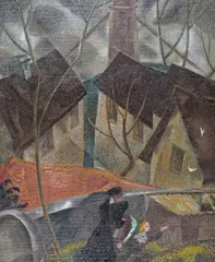 A winter’s day Signed on the stretcher verso by Doris Brabham Hatt, Oil on canvas, sold Mar 2016