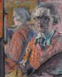 Self portrait Signed with a monogram Oil on canvas with a partly over-painted study verso 61 x 51cm; 24 x 20in ++Good condition by Alfred Wolmark, Oil on canvas with a partly over-painted study verso, offered Mar 2016