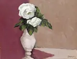 White Roses Signed Oil on canvas 40.5 x 51cm; 16 x 20in ++Some bloom otherwise good condition by George Kennerley, Oil on canvas, sold Mar 2016
