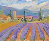 Lavender Field with Hut Signed Oil on board 30.5 x 35.5cm; 12 x 14in Provenance: Cricket Fine Art ++One or two minor blemishes, good condition by Jeffrey Pratt, Oil on board, sold Mar 2016