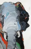 Grey green elephant by Tom Christopher, oil on canvas, sold Mar 2016
