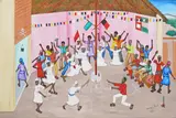 Voo Doo dance Signed and dated 8/8/75 Oil on board 61 x 91cm; 24 x 36in ++A few minor scuffs and blemishes, good condition by Castelnau V. Benoit, Oil on board, offered Mar 2016