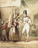 Vive le Coco, the absinthe porter Signed Watercolour 24 x 19cm; 9½ x 7½in ++Good condition by Nicolas Toussaint Charlet, Watercolour, sold Mar 2016