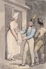 The Captain’s Request Thought to be inscribed verso Rowlandson 1796 by Thomas Rowlandson, Pen, grey ink and watercolour, sold Mar 2016