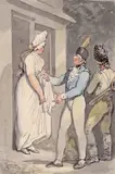 The Captain’s Request Thought to be inscribed verso Rowlandson 1796 by Thomas Rowlandson, Pen, grey ink and watercolour, sold Mar 2016