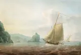 Shipping off the coast Signed and dated 1792 Watercolour 27.5 x 41cm; 11 x 16in ++ A little fading, possibly some restoration, good condition by Nicholas Pocock, 1792, Watercolour, sold Mar 2016