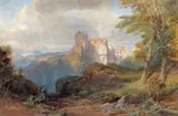 A ruined castle in a mountainous landscape Signed and dated 1882 Watercolour 37 x 56cm; 14½ x 22in ++A little fading, good condition (glass broken to corner) by William Leighton Leitch, 1882, Watercolour, sold Mar 2016